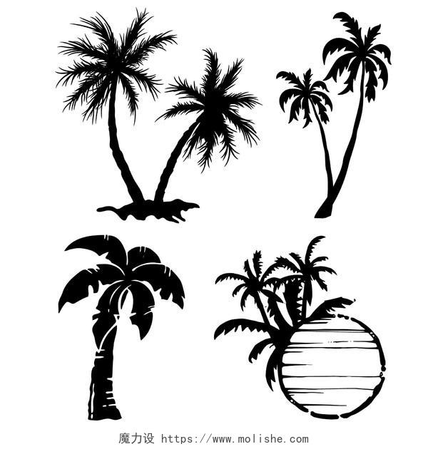 夏天椰子树热带雨林植物椰子树剪影素材